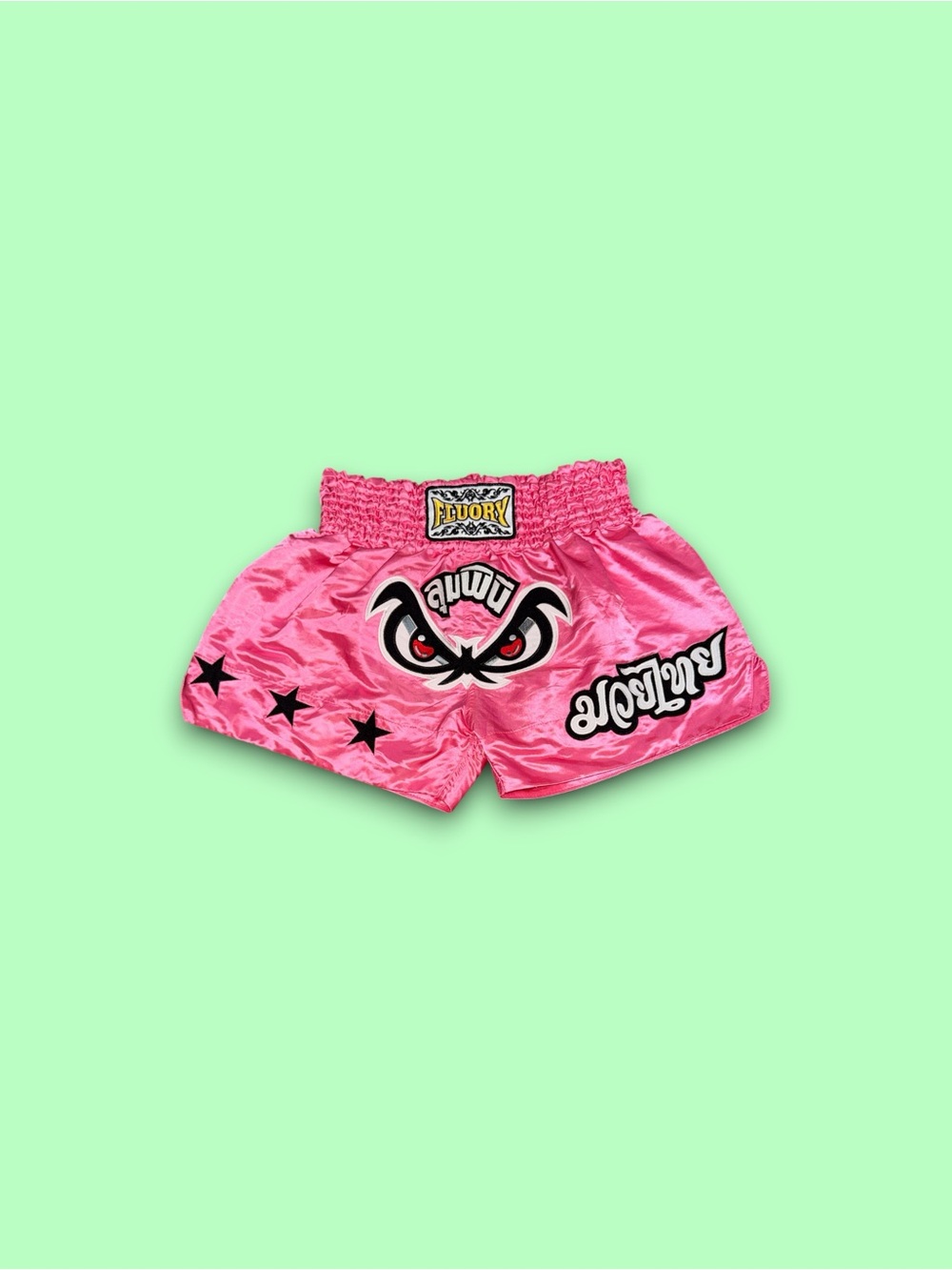 Fluory Muay Thai boxing embroidered "bad eyes" Shorts Pink Men’s 3XL